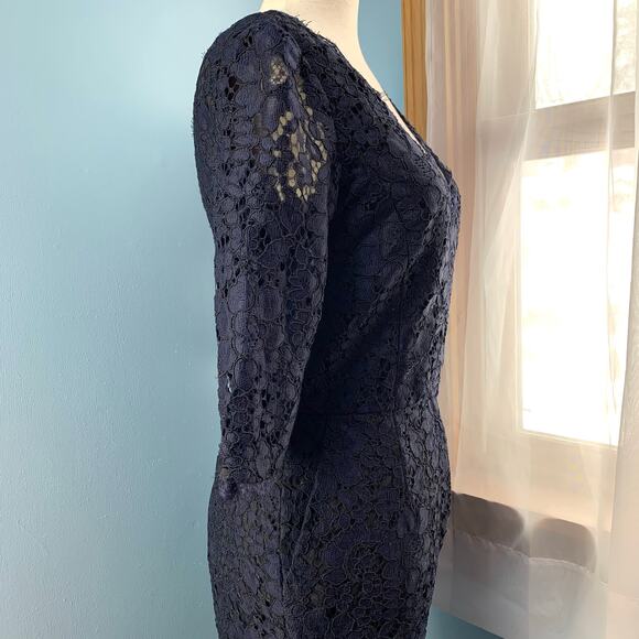 Anthropologie Elevenses Navy Lace Jumpsuit Size 2 - Picture 8 of 11